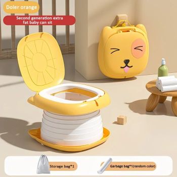 Car Folding Potty, cute cartoon design, folds in seconds for easy carrying, widened seat ring for comfort and stability, suitable for both home and travel.(pink)