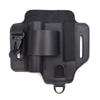 EDC Tactical Tool Holster – Multifunctional Outdoor Survival Utility Waist Pouch.(Leather black without tools)