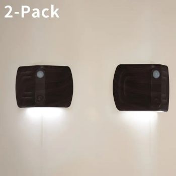 2PCS Magnetic induction corner night light, made of ABS and PVC for lightweight durability, three adjustable color temperatures, 120° motion sensing, USB-C fast charging, suitable for multiple scenarios./shallow wooden-grain