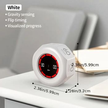 Flip to Start Timing, Efficiency Tool! 7 Presets + Visualized Progress, Gravity Sensor Timer, Universal for Study/Kitchen/Fitness/Baking（BLACK)