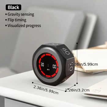 Flip to Start Timing, Efficiency Tool! 7 Presets + Visualized Progress, Gravity Sensor Timer, Universal for Study/Kitchen/Fitness/Baking(WHITE)
