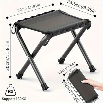 Folding Camping Stool with Hook 660g Lightweight Oxford Cloth Collapsible Seat for Fishing Picnic Hiking & Waiting(khaki)