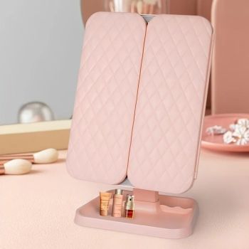 Smart Touch LED Vanity Mirror - 3 Color Dimmable Lights, 270° Adjustable, Rechargeable Desktop Makeup Mirror(white)