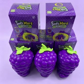 Extra large purple grape squishy toy, realistic and plump TPR soft gel, 19.5cm super size, soft and bouncy for ultimate stress relief, a desktop decompression tool suitable for both adults and children.