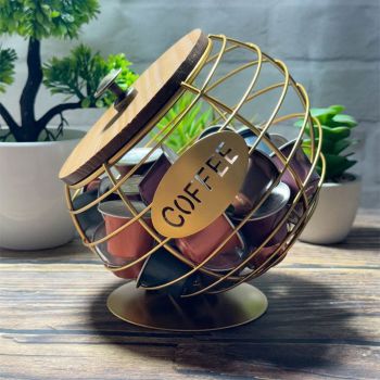 1pc Unique Coffee Capsule Basket Iron Coffee Pod Holder with Slanted Design for Home Bar and Cafe Display。black