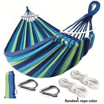Outdoor Camping Hammock Portable Travel Swing Balance Hammock for Beach Hiking Backyard Relax Chai(2.8*1.5m  BLUE)