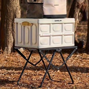 Portable Folding Camping Table Iron Outdoor Picnic Beach BBQ Tailgate Hiking with Storage Bag（BLACK)