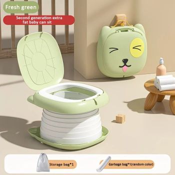 Car Folding Potty, cute cartoon design, folds in seconds for easy carrying, widened seat ring for comfort and stability, suitable for both home and travel.(YELLOW)