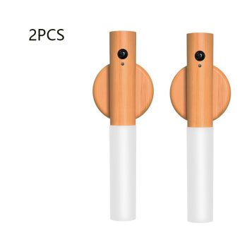2-Pack USB Rechargeable Magnetic LED Night Light – Motion Sensor Wall Light for Bedroom, Kitchen & Bathroom/Walnut color