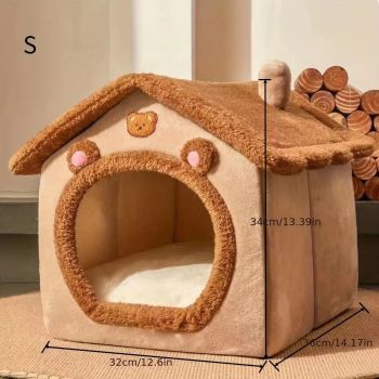 1 Pet Bed House for Cats, Detachable and Washable Cat House, Soft and Warm Winter Cat Bed, Small Dog Cave Nest( NO: L)
