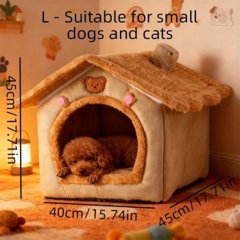 1 Pet Bed House for Cats, Detachable and Washable Cat House, Soft and Warm Winter Cat Bed, Small Dog Cave Nest( NO:M)