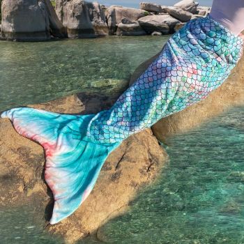 Mermaid Tail Blanket, Star Gradient Flannel Fleece, Soft and Warm, Essential for Lounging and Photo Taking at Home.(Pale-indigo)