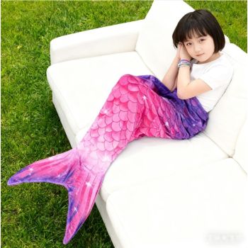 Mermaid Tail Blanket, Star Gradient Flannel Fleece, Soft and Warm, Essential for Lounging and Photo Taking at Home.(powderblue)