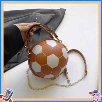 Soccer Theme Ladies Handbag, PU Material, Hand Carry Shoulder Crossbody Three Ways, Daily Outing Versatile Fashion(PINK)
