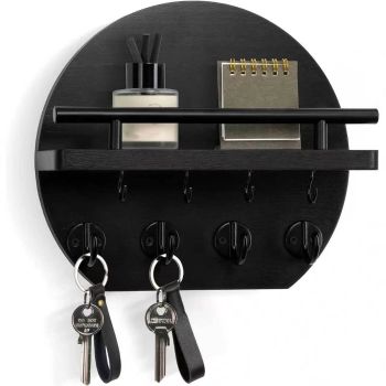 Handcrafted wooden wall organizer with partitioned storage and multifunctional use, easily creating a tidy and stylish entryway./GREY
