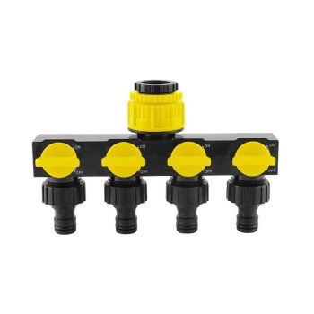 4-Way Independent Valve Garden Hose Splitter: Leak-Proof Faucet Connector, All-in-One for Watering, Car Washing and Sprinkler Systems, Essential Outdoor Tool for Efficient Water Saving/acid blue
