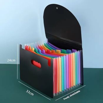 Expandable Rainbow Accordion File, 25 Vertical Multi-Pockets, Super Large Capacity Holds 4000 Sheets, 13 Color Classification, Waterproof and Portable, Suitable for All Seasons