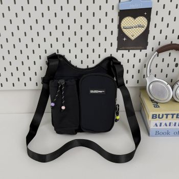 Women's Crossbody Phone Bag, Dopamine Color-Block Drawstring Bucket Bag, Pendant Accent Women's Backpack, Lightweight Casual Bag, Perfect for Commuting, Travel & Cycling..(khaki)