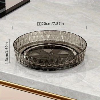 2PCS Acrylic Lazy Susan Organizer with Diamond Design | 360° Rotating Makeup & Vanity Tray | Modern Kitchen & Bathroom Storage（Transparent white）