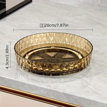 2PCS Acrylic Lazy Susan Organizer with Diamond Design | 360° Rotating Makeup & Vanity Tray | Modern Kitchen & Bathroom Storage（Transparent green）