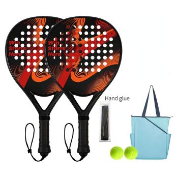 Padel Racket Carbon Fiber Lightweight Control EVA Core | Comfort Grip for Beginner & Intermediate Players（Double beat of red and black wave points）