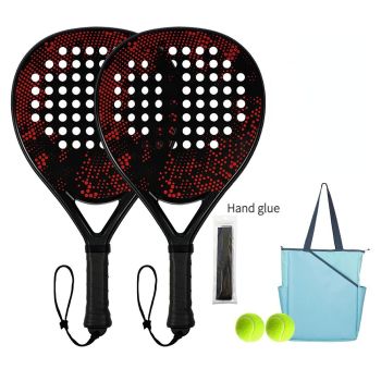 Padel Racket Carbon Fiber Lightweight Control EVA Core | Comfort Grip for Beginner & Intermediate Players（Orange-red wave double beat）