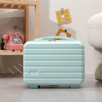 14 Inch Mini Makeup Case, Lightweight Cosmetic Travel Bag with Shoulder Strap & Zipper Closure(WHITE)