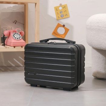 14 Inch Mini Makeup Case, Lightweight Cosmetic Travel Bag with Shoulder Strap & Zipper Closure(BLUE)