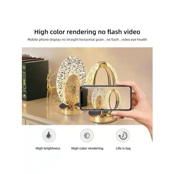 Rechargeable acrylic crystal desk lamp with 3 color temperatures touch control, USB charging for portability, and stepless brightness adjustment. Diamond-cut design serves as both an ambient light and an art piece./MOON