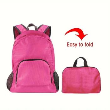 Foldable Nylon Backpack – Lightweight, Durable, and Strong Load Capacity, Four-Step Folding Transforms into a Handbag in Seconds, Multi-pocket Organization with Breathable Carrying(GREY)