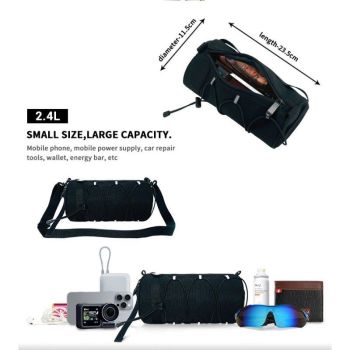 Cycling top tube bag, 2.4L large capacity holds all your small essentials, six reflective strips keep you safe during night rides, detachable for use as a crossbody bag, one bag for multiple uses./ching; cyan