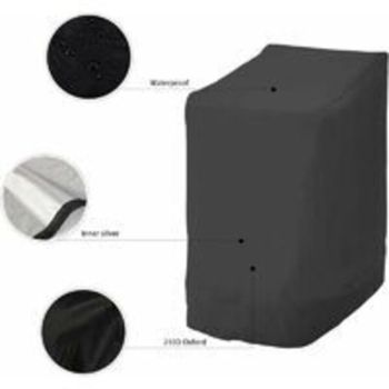 210D Oxford Waterproof Stacking Garden Chair Cover Black, 210D, Protective Cover for Outdoor Patio Chairs with Adjustable Rope, 114x85x65cm