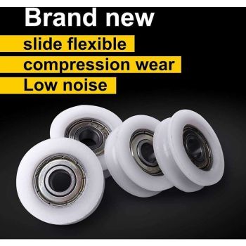10 Pcs Ball Bearing U Shape Groove Guide Pulley Ball for Furniture White, 6x24x9mm