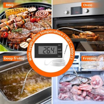 Digital Oven Thermometer Black, LCD Screen Celsius and Fahrenheit, 58 Degree F to 572 F and, 50 Degree C to 300 C with Probe