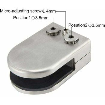 4 Pcs Glass Clamp Bracket Stainless Steel Glass Clips Clamps Adjustable Glass Brackets Flat Back Connection Clamp for Balustrade Hand Running, 68mm