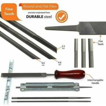 Chainsaw Sharpening Kit, 5 and Files, and 3 and and 7 and, 32 in, 4mm, 16 in, 4.8mm, 5.5mm