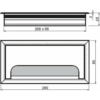 2 Pcs Rectangular Cable Cover for Recessed Installation on Desk Black, Cable Cover Cable Grommet Anodized Aluminum, 80 X 280 mm, 280 mm