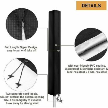 Waterproof Outdoor Rotary Clothesline Cover Black, 120D Oxford Fabric Protective Cover for Rotary Clothesline with Zipper, 160 X 15 X 15 cm, 15 cm