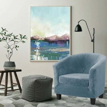 Velvet Cover of Armchair Club Set of Deux Pieces of Extensible Living Room Chair Cabriolet Tub with of Cushion Blue Gray