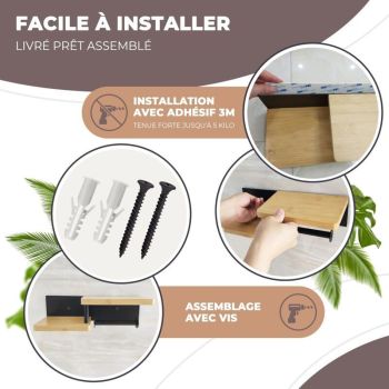 Door Papier Toilette Wall Wood Black Mounted in of Bambou Without DRILLING Derouleur Papier Toilette of High Quality with Shelves Door Rolls of