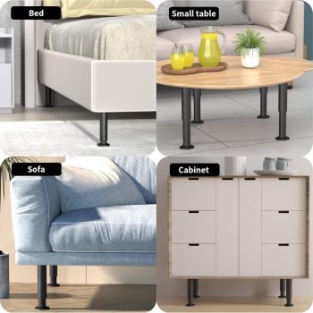 4 Pcs Legs of Furniture Reglables of 12 a Black, Bed Sofa, Chair Table, Coiffeuse Cadre of Bed Lattes Centrales of Bed for Sofa, 18 cm