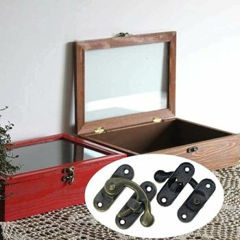 12 Pcs Scrapbooking Album Closures Wooden, Jewelry Boxes Solid Metal Clasps Aesthetic Closures Antique Hinges for Small Boxes