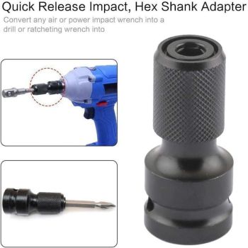 2 Pcs Impact Wrench Bit in Steel Socket Screwdriver Bit with Accessories Adapters for Hex Black, 0.25 in
