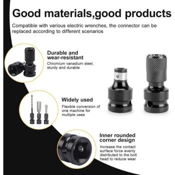 2 Pcs Embouts of Visseuse a Percussion Adapter 0.5.25, Embout of Tournevis Adapter of Wrench a Douille Embout of Tournevis a Douille