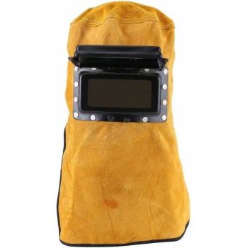 Protective Mask for Welding Helmet Breathable., Leather Lens Heat Resistant Full Protection Welding Hood with Flap