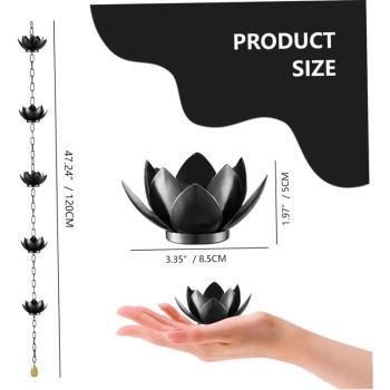 Lotus Rain Chain and a Metal Chain Suitable for Garden Drainage Ditches for Efficient Drainage Systems., 125cm, 50in