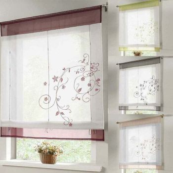 Romantic Curtain with Upper Tab for the Kitchen and the Balcony Gray, 80X120cm