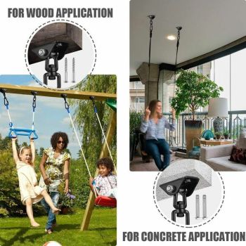 Ceiling Hook for 360 Degree Swivel Hanging Chair Wood, Yoga Swing, Veranda Suspension, Playground Trapeze Chair Hook with Screws for Concrete
