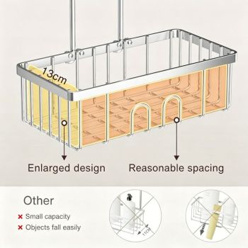 Shower Shelf Without Piercing Holder of Shampoo X Shower Shelf to Hang, 12 cm