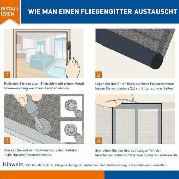 Toile Moustiquaire in Fiber of Glass for Windows Indechirable and Resistant Aux Insectes White, Decoupable, 1.2x3m